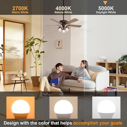 comzler 6W A15 LED Bulb Daylight 60 Watt Equivalent, E26 Medium Screw Base Small Light Bulb Cool White 5000K, Home Lighting Decorative Ceiling Fan Light Bulbs Non-Dimmable(Pack of 6) …