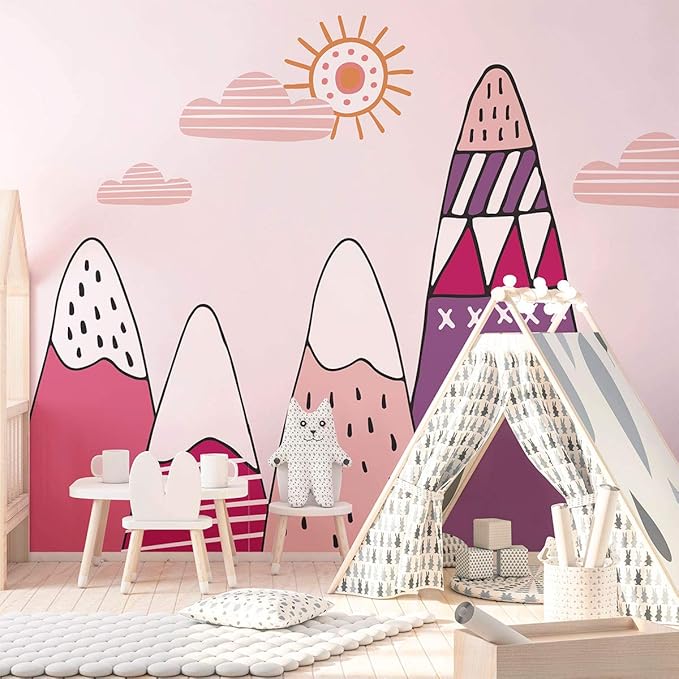 Ambiance Stickers Scandinavian Nordic Mountains Wall Decals, DIY Home Decor, Peel and Stick Removable Stickers, Waterproof and Self Adhesive Wall Art - H80 x L110 CM