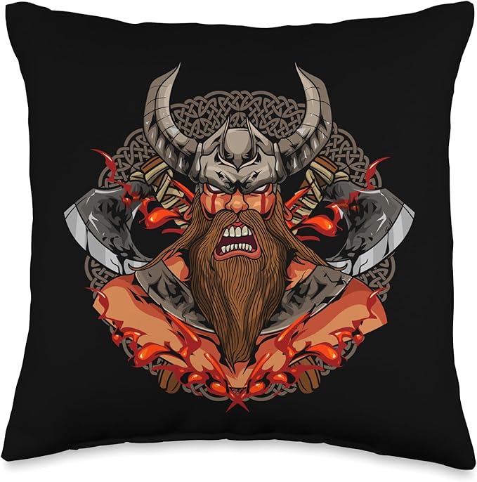Scandinavian Norse Viking Gifts Norse Nordic Vikings Throw Pillow, 16x16, Multicolor