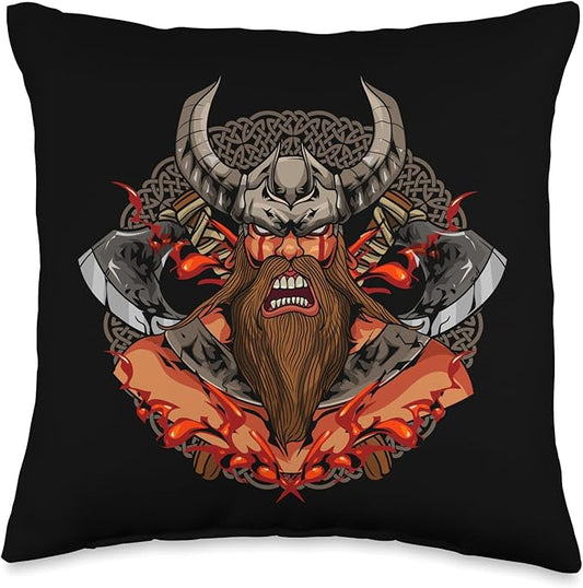 Scandinavian Norse Viking Gifts Norse Nordic Vikings Throw Pillow, 16x16, Multicolor