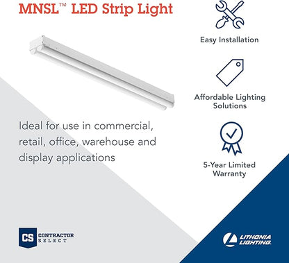 Lithonia Lighting 2 Light LED Strip Light, 2 Foot LED Ceiling Lighting Fixture, 2500 Lumens, 4000K, 80CRI, 20W, Kitchen and Garage Use (MNSL L24 2LL MVOLT 40K 80CRI M6)