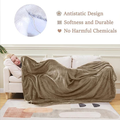 Soft King Size Blanket for All Season Warm Fuzzy Microplush Lightweight Thermal Fleece Summer Autumn Fall Winter Spring Blankets for King Calking Bed Couch Sofa,90x108 Inches,Taupe