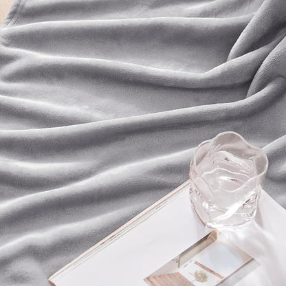 Exclusivo Mezcla Fleece Throw Blanket for Couch, Sofa, 300GSM Super Soft and Warm Blankets, Light Grey Throw All Season Use, Cozy, Plush, Lightweight, 50x60 Inches