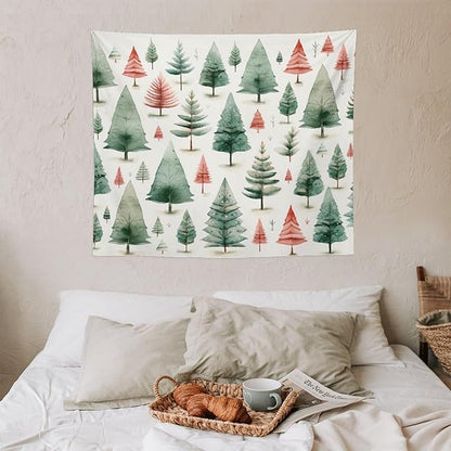 Tapastry's Wall Hanging Vintage Christmas Tree Watercolor Tapestry Xmas Rustic Winter Holiday Tapestries for Bedroom Aesthetic Wall Hanging Decor Home Decoration for Bedroom Living Room Dorm 50"x60"