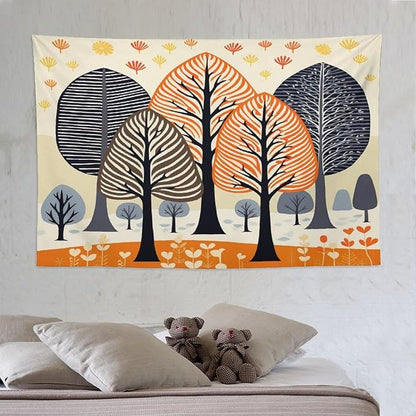 MaSiledy Tapestry Shabby Chic Trees Aesthetic Bedroom Tapestries Fall Autumn Tree Tapastry's Wall Hanging Wall Hanging for Living Room Dorm Landscape 60"x90" Xmas Wall Hanging Polyester Tapestries