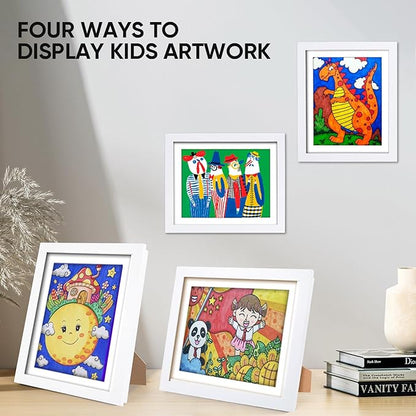 [4-Pack]Kids Artwork Frames Changeable - Kids Art Frame,Kids Art Frames Front Opening Holds 150,Children Art Projects Kids Art Frames,10x12.5 Picture Frame for Display Kid Art Work,With Storage(White)