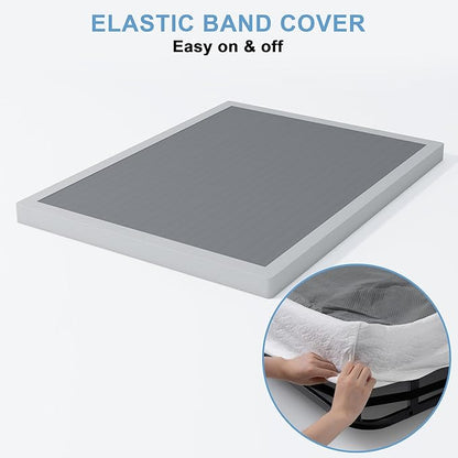King Box Spring - 4 Inch High Profile Box Spring for King Bed, Sturdy Metal Frame Mattress Foundation, Easy Assembly, Quiet & Noise-Free