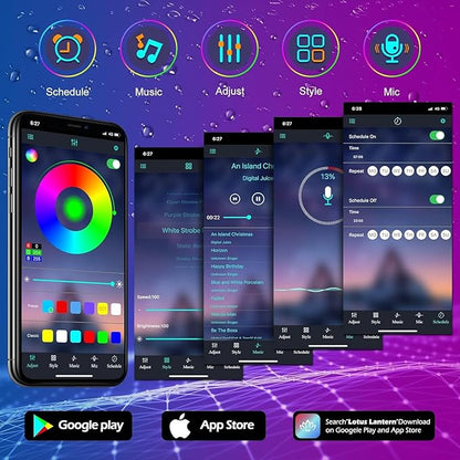 60ft Outdoor LED Strip Lights Waterproof,IP68 Outside Led Light Strips Waterproof with Bluetooth App Remote Control,Music Sync RGB Exterior Led Rope Lights,for Balcony,Deck,Roof,Garden,Pool (60FT)