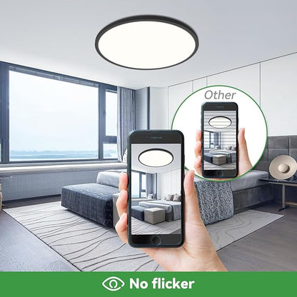 hepside 15.8INCH 2Pack Big Dimmable Flush Mount Ceiling Light Fixture Black, 3CCT 3000/4500/6000K Ceiling Lamp, 36W 4200LM Super Bright Low Profile Light for Bedroom, Kitchen, Bathroom, Hallway