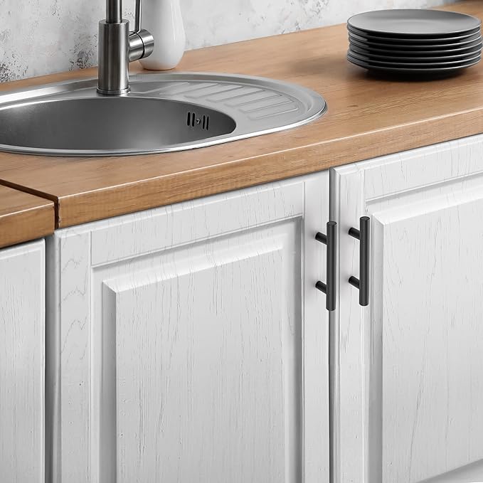 JOY DECOR 15 Pack Cabinet Handles, Black Cabinet Pulls, 2-1/2 in Hole Center Kitchen Hardware, Stainless Steel T Bar Handles for Dresser Drawers