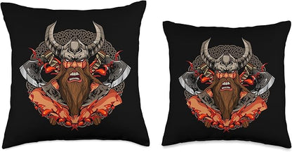 Scandinavian Norse Viking Gifts Norse Nordic Vikings Throw Pillow, 18x18, Multicolor