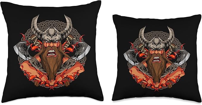 Scandinavian Norse Viking Gifts Norse Nordic Vikings Throw Pillow, 16x16, Multicolor