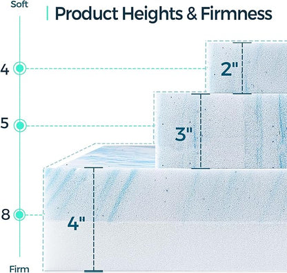 LINSY LIVING 3 Inch Mattress Topper King, Cooling Gel Infused Swirl Memory Foam, Soft Mattress Topper for Firm Mattress, CertiPUR-US Certified Bed Topper, King Size
