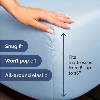 Full 6 Piece Sheet Set - Comfy Breathable & Cooling - Ultra-Soft Hotel Luxury Bedding Set with 8-16 Inch Deep Pockets - 1 Flat & 1 Fitted Sheet & 4 Pillowcases - Wrinkle Free & Easy Care - Baby Blue