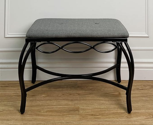 Mango Steam Heather Gray Shoe Bench - Vanity Seat for Makeup Room, Dressing Stool, Entryway Bench - Powder Coated, Upholstered, Space Saving