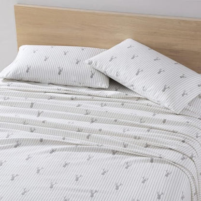 Eddie Bauer - King Sheets, Cotton Flannel Bedding Set, Brushed For Extra Softness, Cozy Home Decor (Deer Lodge, King)