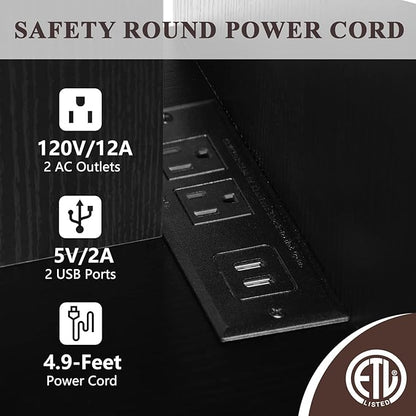 ZGREN End Table with Charging Station, Narrow Side Tables for Small Spaces USB Ports and Outlets Rolling Bedside Nightstand Sofa Couch Slim Shelf Night Stand Living Room, Bedroom, Black