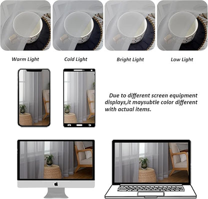 Chyhomenyc Sheer Valances for Windows 2 Pack, Small Window Curtains for Living Room Bathroom Cafe Laundry Basement, Modern Top Dual Rod Pocket Voile Curtain, 42W x 18L inches, Light Grey
