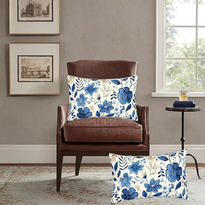 Outdoor Pillows Blue Pillow Covers 24x35 Inch Set of 2 Throw Pillow Covers, Scandinavian Throw Pillows, Lumbar Pillows Cushion Covers Decorative Pillow Covers for Couch Garden Patio Furniture J334