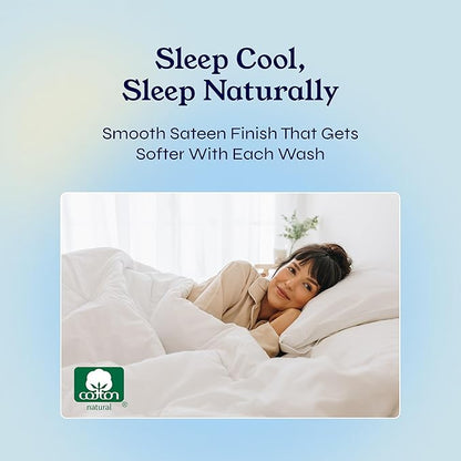 California Design Den Natural 100% Cotton Bed Sheets Queen Size Set - 400 Thread Count Sateen, Deep Pocket Queen Sheets Set with All Around Elastic, Soft, Cool and Durable Bedding - Silver