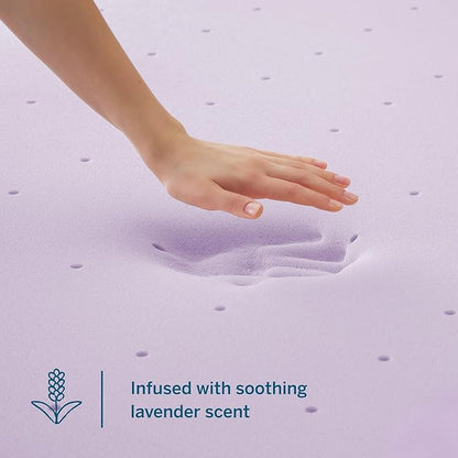LUCID 4 Inch Lavender Infused Memory Foam Mattress Topper, Queen Size – Ventilated Design – Pressure Relieving Bed Topper - Mattress Pad – CertiPur Certified