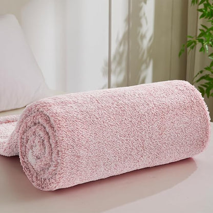 Exclusivo Mezcla Plush Fuzzy Fleece Throw Blanket Extra Large, Super Soft, Fluffy and Warm Blankets for Couch, Bed, Suitable for All Seasons (50x70 Inches, Mixed Dusty Pink)