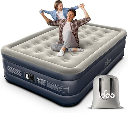 iDOO Air Mattress Full with Built in Pump, 18" Raised Comfort Blow up Mattress, Inflatable Mattress for Guests & Home, Air Bed, colchon inflable, Upgraded Four Chamber Technical Airbed