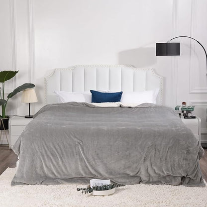 NANPIPER King Size Sherpa Blanket, Soft Fleece Throw for Bed, Reversible Thick Fuzzy Blanket for Winter (Light Grey, 90x108 inches)