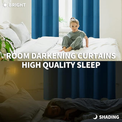 BGment Blackout Curtains - Grommet Thermal Insulated Room Darkening Bedroom and Living Room Curtains, Set of 2 Panels (52 x 108 Inch, Steel Blue)