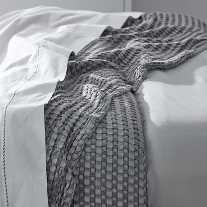 Bedsure Cooling Cotton Waffle King Size Blanket - Lightweight Breathable Summer Blanket of Rayon Derived from Bamboo for Hot Sleepers, Luxury Throws for Bed, Couch and Sofa, Grey, 104x90 Inches