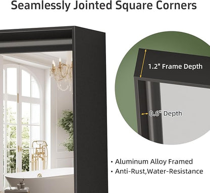 36”x 30” Black Bathroom Mirrors for Over Sink,Metal Framed Rectangle Mirrors, Tempered Glass, Black Wall Decor Mirror for Living Room Farmhouse Bedroom Entryway, (Horizontal/Vertical)