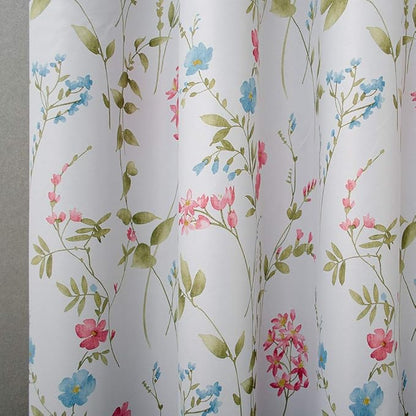 Linentalks Floral Bedroom Curtains, Farmhouse Thermal Insulated Blackout Curtains, 63 Inches Long, 2 Panels Set, Green Red Multi