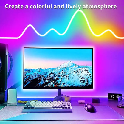 100FT RGB LED neon Rope Lights LED neon Lights with Remote/APP Control 24V IP65 Waterproof Flexible Neon LED Strip Lights for Bedroom Room Outdoors Decor（2 Rolls of 50ft）