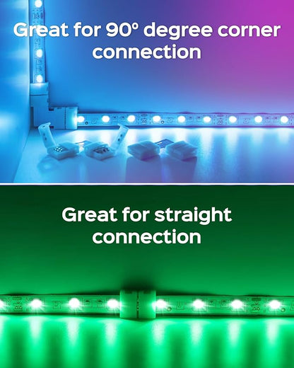 JACKYLED 8mm 3-Pin LED Connectors for LED Strip Lights, Total 22Pcs Corner Connectors Kit for Unwired Gapless Solderless Adapter Extension - 8mm 3pin 10 Pack