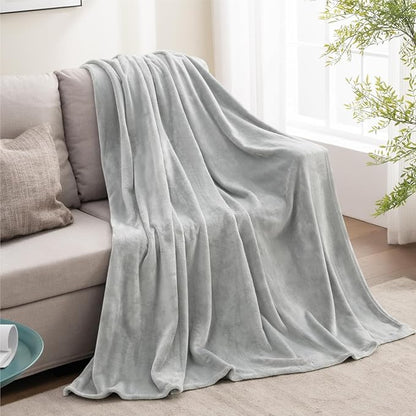 BEDELITE Fleece Blanket Light Grey Throw Blankets for Couch & Bed, Luxury Plush Cozy Fuzzy 50x70 inches, Super Soft Warm Lightweight Throw for Travel Camping