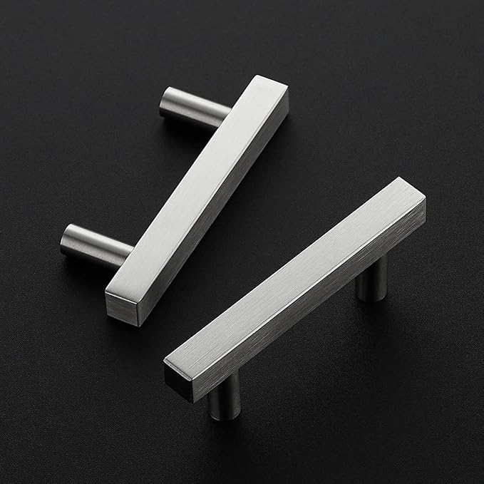 Ravinte Brushed Nickel Cabinet Handles 30 Pack 2-1/2 inch Satin Nickel Square Cabinet Pulls Silver Hardware for Kitchen Cabinets 4 inch Overall Length Stainless Steel Drawer Pulls