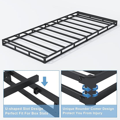 Low Profile Box Spring Twin,3 Inch Box Spring for Twin Size Bed,Heavy Duty Bed Base,Metal Mattress Foundation,Easy Assembly/Noise Free/Non Slip