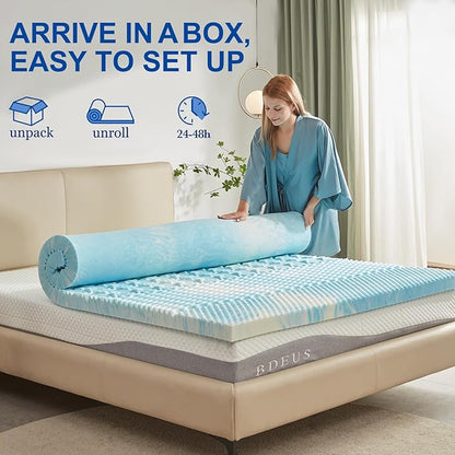 SINWEEK Mattress Topper Memory Foam Mattress Topper 2 Inch Queen Soft Mattress Pad for Pressure Relief, 5-Zone Design, CertiPUR-US Certified