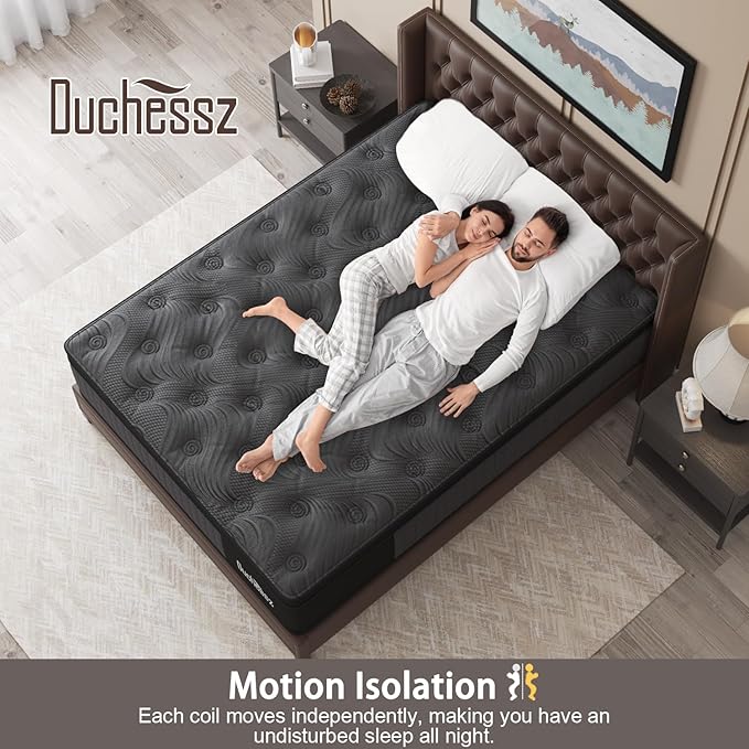 Full Mattress, 10 Inch Hybrid Mattresses Black with Gel Memory Foam and Individually Pocket Innerspring Euro Top Medium Firm for Motion Isolation, Edge Support, 100 Night Trial