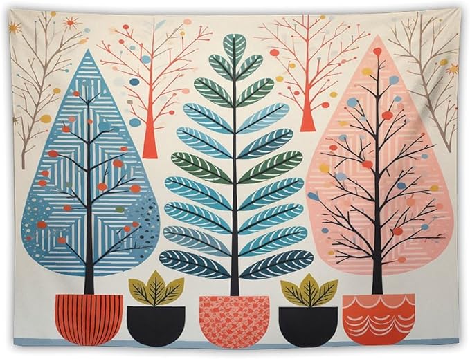 Shabby Chic Trees Wall Tapestry Autumn Nature Forest Wall Hanging Wall Tapestry Aesthetic Landscape Tapestry Vintage Wall Hanging for Living Room Dorm Decor 30"x40" Christmas Family Party