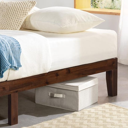 Mellow Naturalista Classic - 12 Inch Solid Wood Platform Bed with Wooden Slats, No Box Spring Needed, Easy Assembly, Queen, Espresso