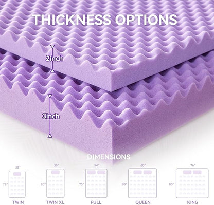 SINWEEK 1.5 Inch Egg Crate Memory Foam Mattress Topper Twin XL, Twin Extra Long Mattress Pads for College Dorm Single Bed, Pressure Relieve CertiPUR-US Certified, 39x80 Inches