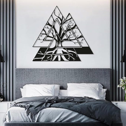 Metal Viking Wall Decor, Tree of Life Metal Wall Art, Norse Viking Decor, Norse Pagan Decor, Pagan Wall Decor, Tree of Life Wall Sculpture, Scandinavian Home Decor, Godly Home Decor (Silver, 35"x35"|90x90cm)