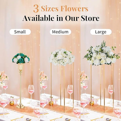 NUPTIO Flower Wedding Centrepieces for Tables - 6 Pcs 9.5in Diameter Teal & White Artificial Flowers Rose Ball for Centerpieces Table - Fake Rose Arrangements for Weddings Birthday Party Decorations