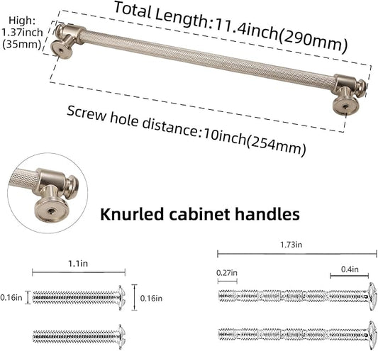 10 Pack 10 inch(254mm) Brushed Satin Nickel Cabinet Handles and Pulls - Drawer Handles for Kitchen and Dresser