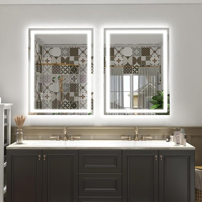 48x40 inch Large LED Mirror for Bathroom, Lighted Vanity Mirror for Wall, Dimmable, Anti-Fog, Shatter-Proof, ETL Listed (Front Lights + Backlit)