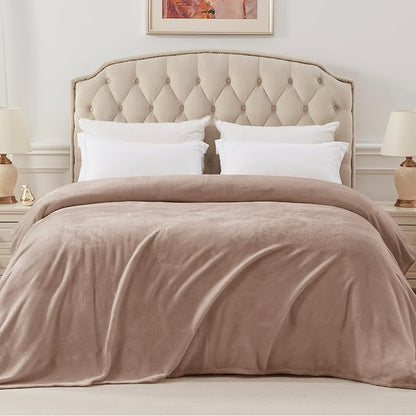 Exclusivo Mezcla Fleece Blanket Twin Size for Bed, Super Soft and Warm, All Season Use, Cozy, Plush, Lightweight, 60x80 Inches Camel