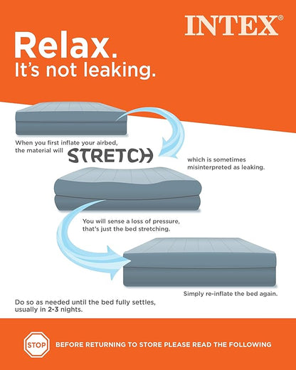 Intex 64417ED 22in Queen Dura-Beam Comfort Plush High-Rise Inflatable Air Mattress with Built in Pump for Travel and Camping, 600lb Weight Capacity