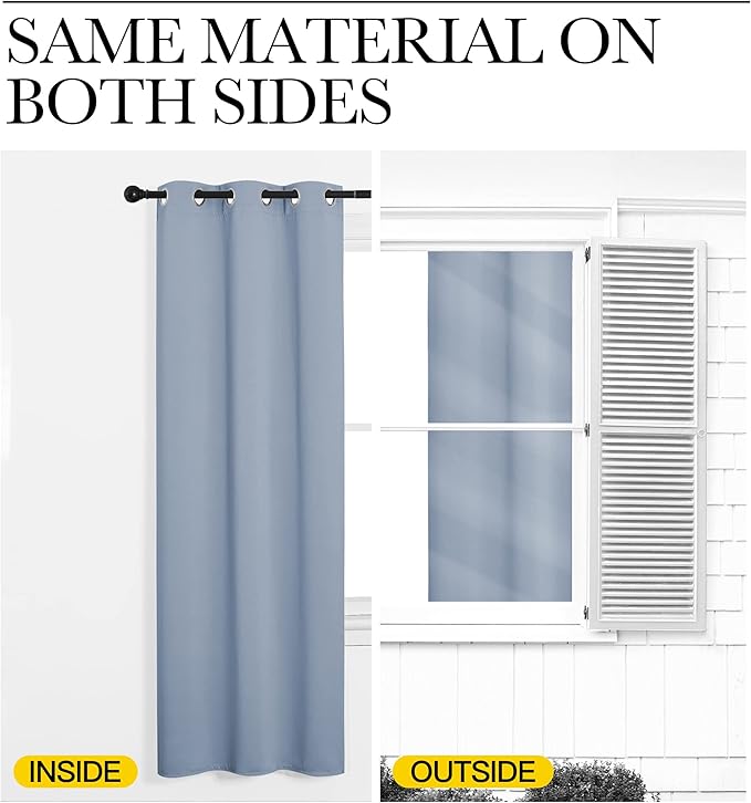 NICETOWN Room Darkening Curtains for Kitchen, Vintage Blue, Set of 2, 42 inches Wide by 50 inches Long, Window Treatment Thermal Insulated Solid Grommet Room Darkening Curtains/Drapes for Bedroom
