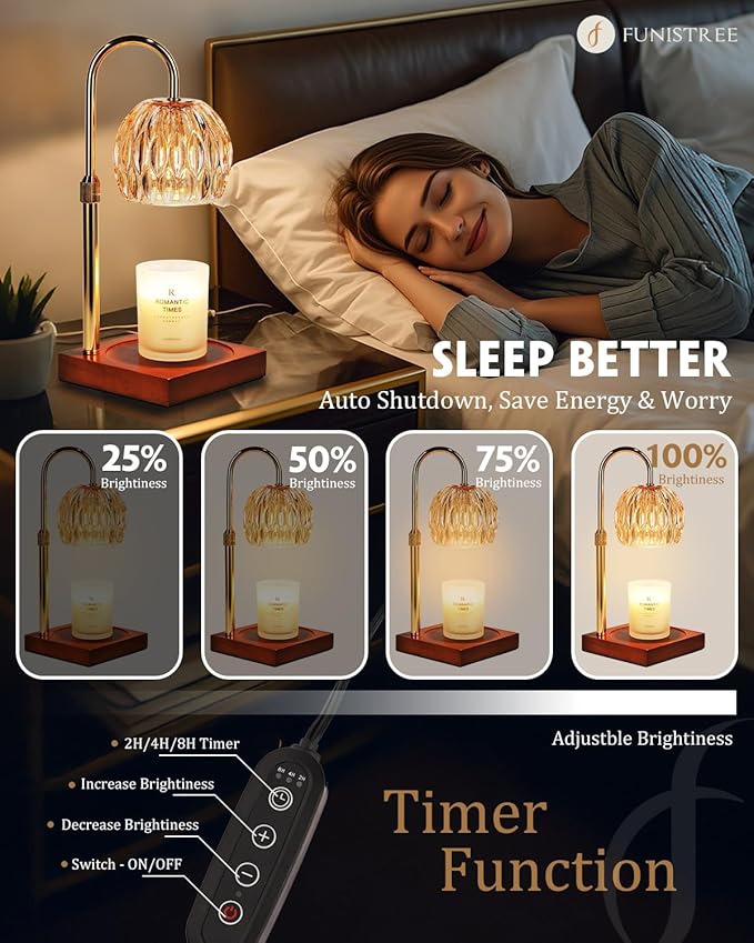 Candle Warmer Lamp, Wax Melter Warmer with Adjustable Height & Timer, Birthday Gifts for Women Mom, Christmas Gifts, House Warming New Home Office Decor for Jar Candles